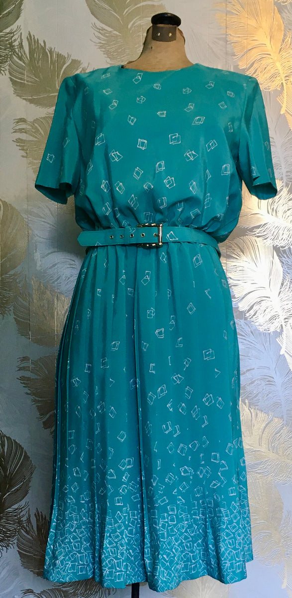 leslie fay dresses vintage Aqua Leslie Fay 80’s Dress