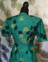 Load image into Gallery viewer, Green Silk Leafy Fit & Flare