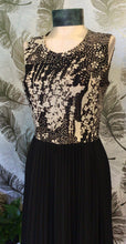 Load image into Gallery viewer, 60’s Metallic & Black Maxi Dress