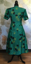 Load image into Gallery viewer, Green Silk Leafy Fit & Flare