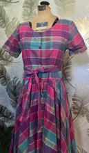 Load image into Gallery viewer, Pink Purple & Teal Plaid Dress