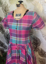 Load image into Gallery viewer, Pink Purple & Teal Plaid Dress