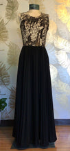 Load image into Gallery viewer, 60’s Metallic & Black Maxi Dress