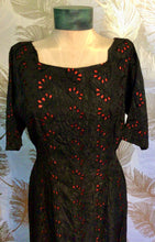 Load image into Gallery viewer, 50’s Black & Red Eyelet Dress