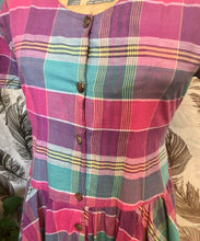 Load image into Gallery viewer, Pink Purple & Teal Plaid Dress