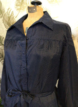 Load image into Gallery viewer, Navy Polka Dot Shirt Dress