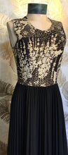 Load image into Gallery viewer, 60’s Metallic & Black Maxi Dress