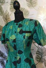 Load image into Gallery viewer, Green Silk Leafy Fit & Flare