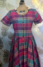 Load image into Gallery viewer, Pink Purple & Teal Plaid Dress