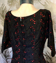 Load image into Gallery viewer, 50’s Black & Red Eyelet Dress
