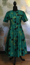 Load image into Gallery viewer, Green Silk Leafy Fit & Flare