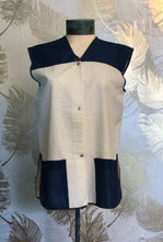 Load image into Gallery viewer, Blue and White Smock Top