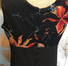 Load image into Gallery viewer, 60’s Floral & Black Maxi Dress