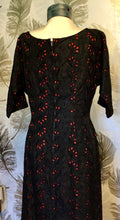 Load image into Gallery viewer, 50’s Black & Red Eyelet Dress