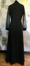 Load image into Gallery viewer, 1970’s Black Deep Plunge Neck Dress
