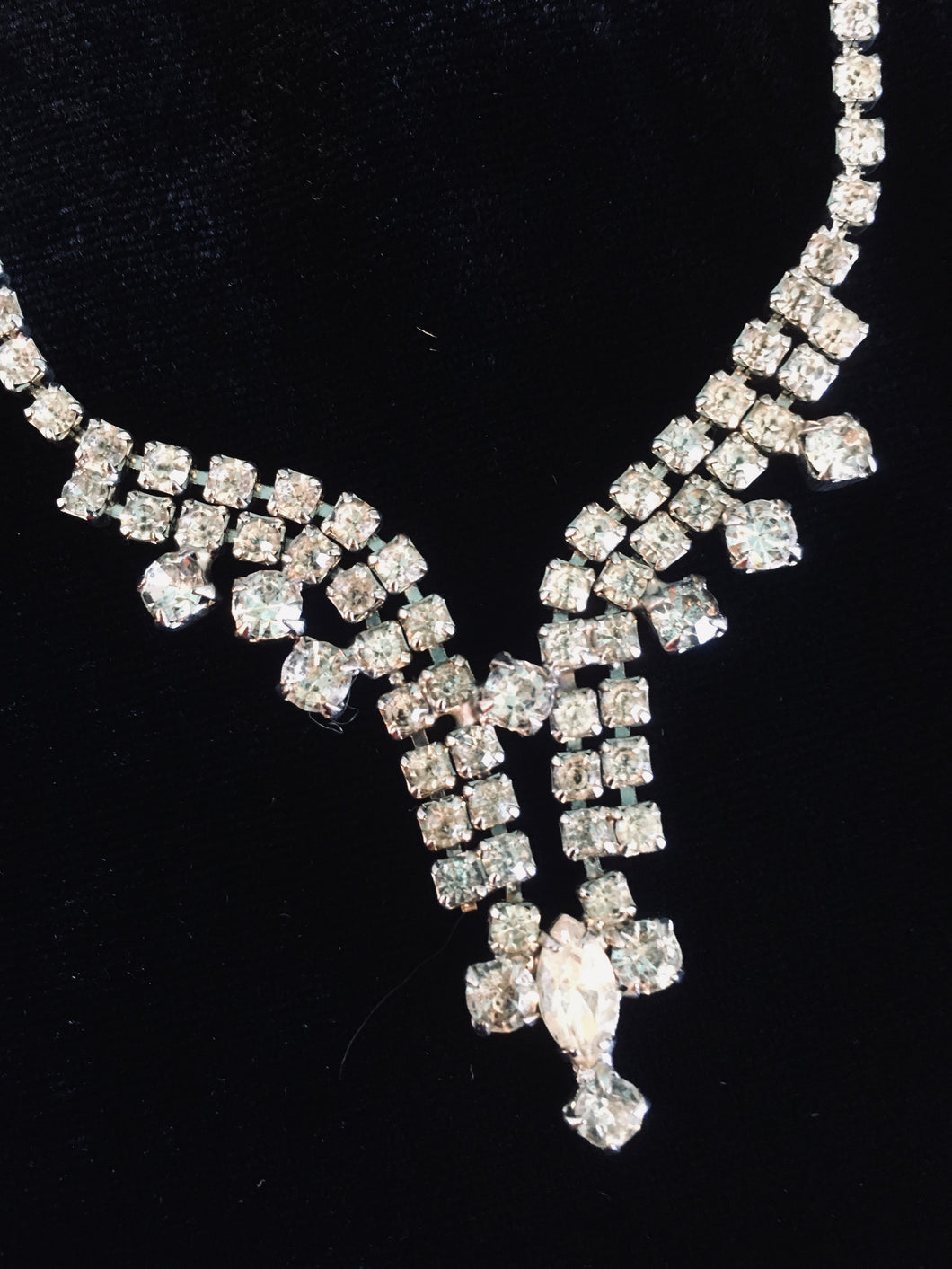 Stylized Clear Rhinestone Necklace