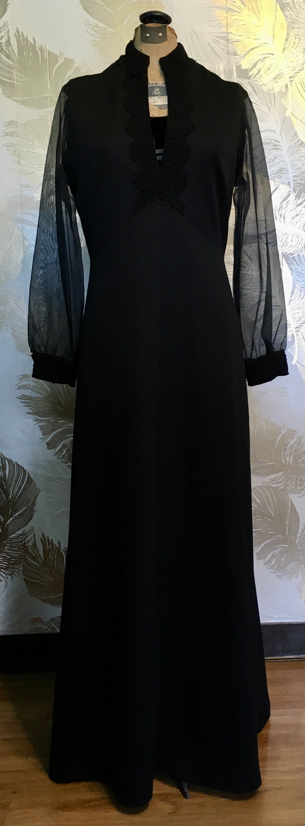 1970’s Black Deep Plunge Neck Dress