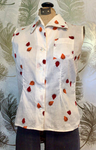 Strawberry Print Sleeveless Shirt