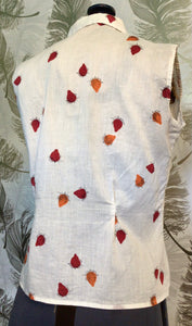 Strawberry Print Sleeveless Shirt