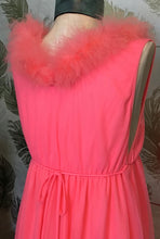 Load image into Gallery viewer, Flamingo Pink 1960’s Nightgown with Marabou Accent
