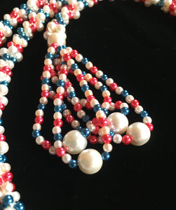 Pink White and Blue Bead Scarf