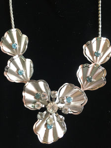 Silver Floral Necklace and Earring Set