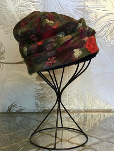 Floral & Feather Beehive Turban Hat