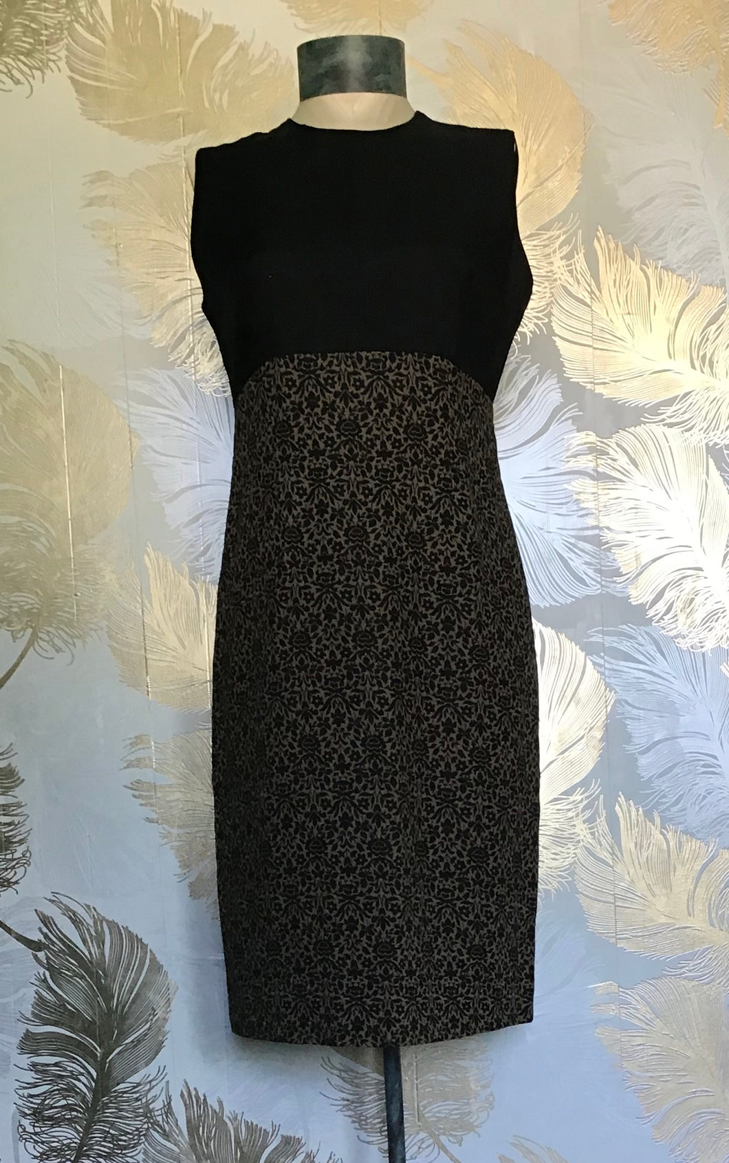 1960’s Black and Floral Wiggle Dress