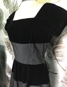 50’s Black Velvet and Taffeta Dress