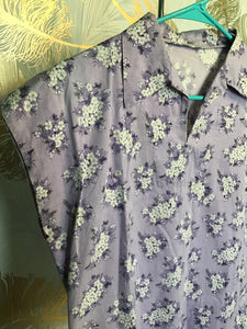 Lilac Flowered Sleeveless Blouse