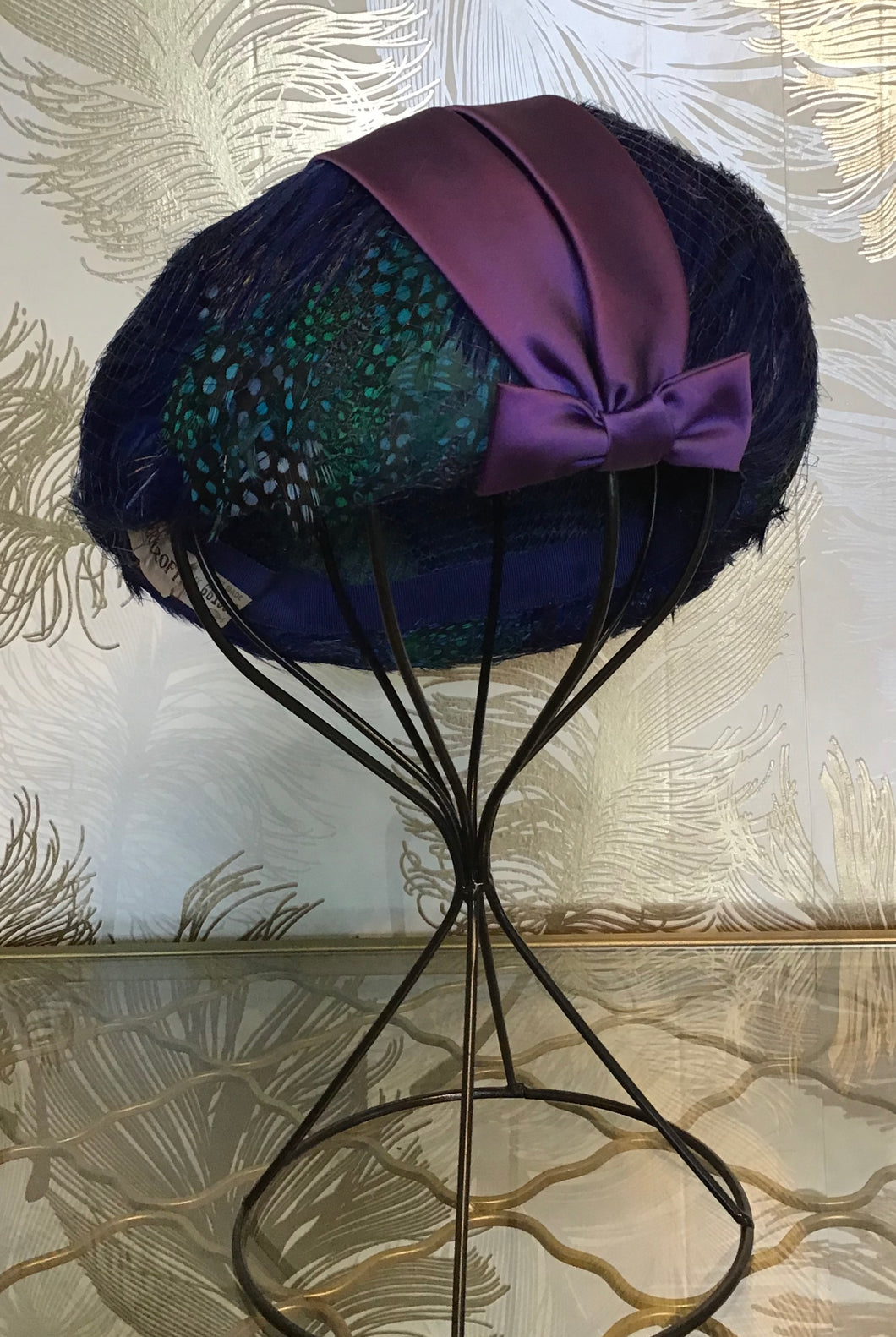 Blue & Purple Pillbox Hat