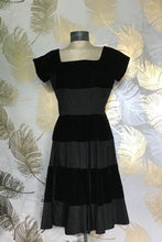 Load image into Gallery viewer, 50’s Black Velvet and Taffeta Dress
