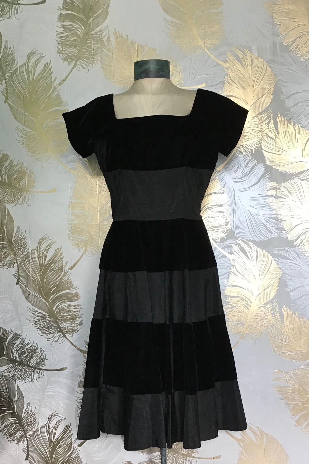 50’s Black Velvet and Taffeta Dress