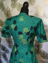 Load image into Gallery viewer, Green Silk Leafy Fit &amp; Flare
