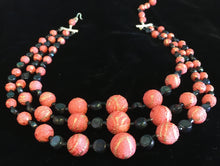 Load image into Gallery viewer, Black &amp; Orange Multi Strand Necklace
