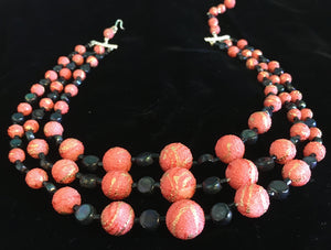 Black & Orange Multi Strand Necklace