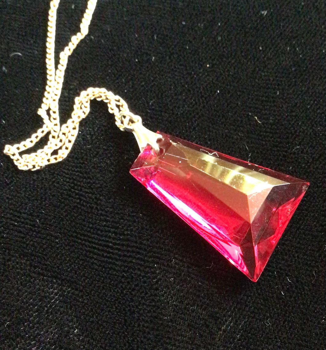 Red Prism Pendant Necklace