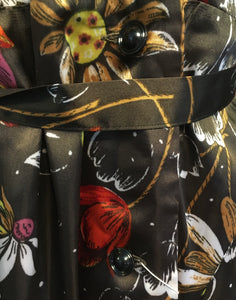 Brown Floral Ruffle Robe