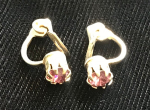 Pink Rhinestone Clip-On Earrings