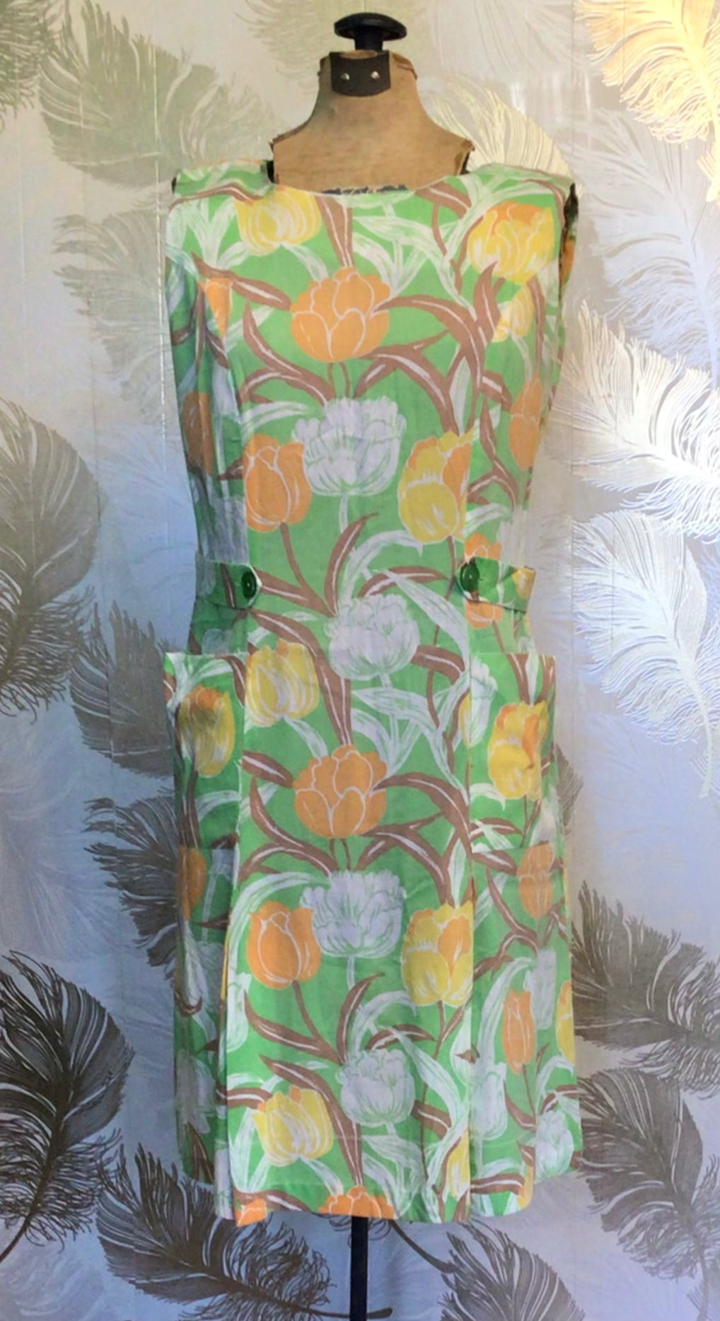 Green, Yellow & Orange Floral Dress