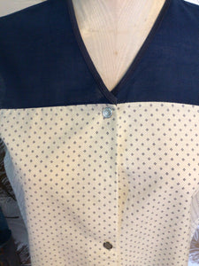 Blue and White Smock Top