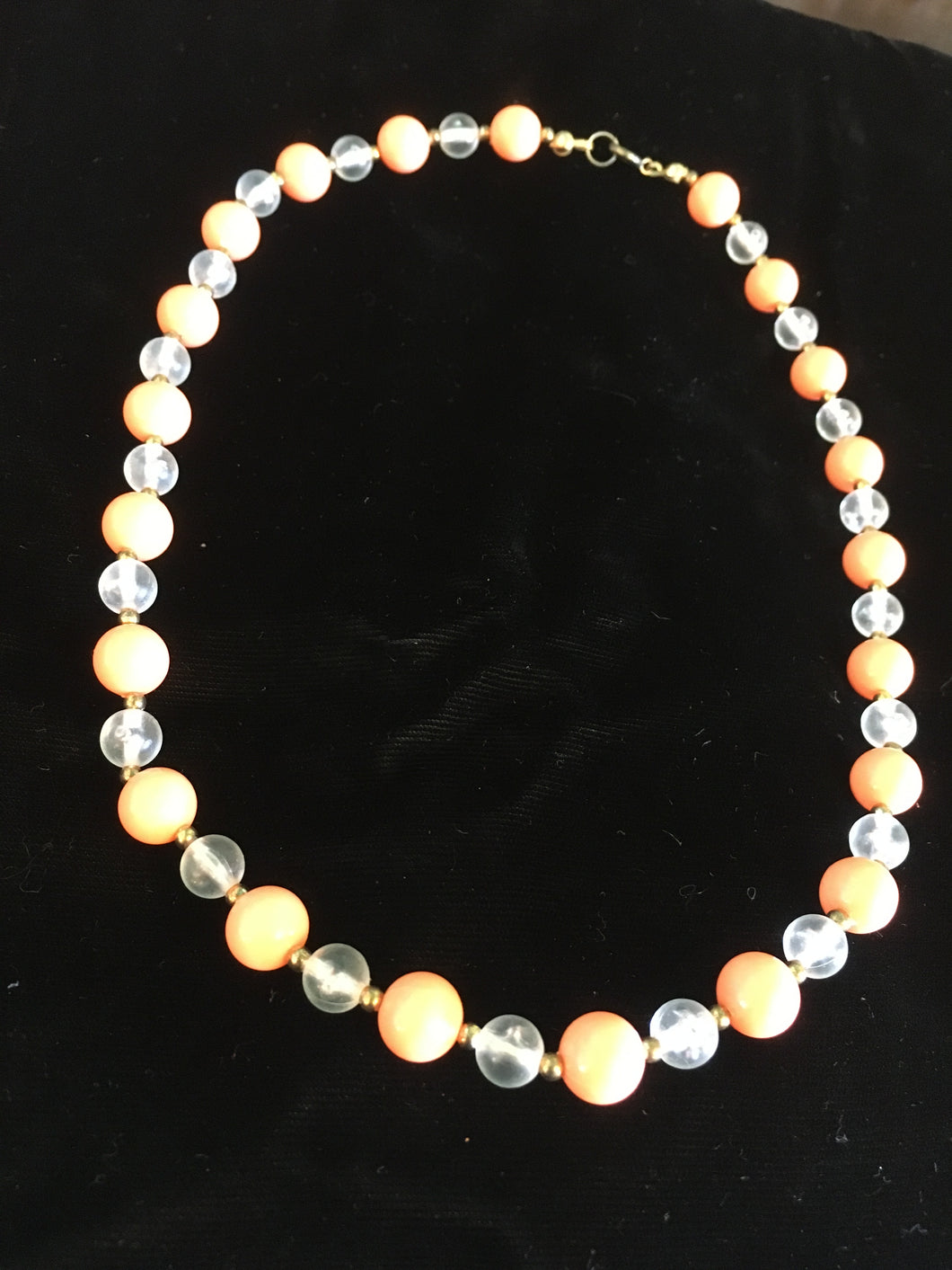 Orange & Clear Bead Necklace