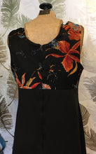 Load image into Gallery viewer, 60’s Floral &amp; Black Maxi Dress
