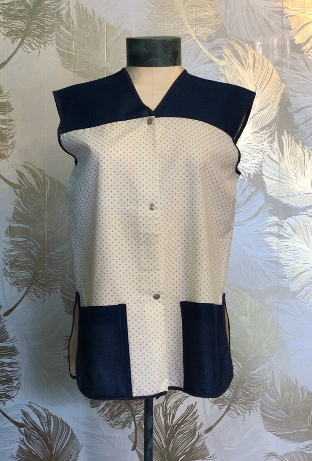 Blue and White Smock Top