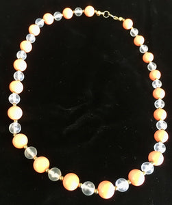 Orange & Clear Bead Necklace