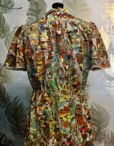 1960’s Flutter Sleeve Multicolor Dress